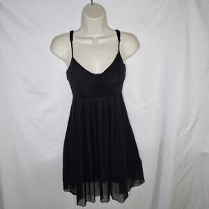 Silence + Noise Black Corset Bustier Mesh Back Cutout Babydoll Mini Dress Size S